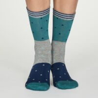 SPW492 BRIGHT TURQUOISE Mercy Bamboo Spot Colour Block Socks In Bright Turquoise 2 e1604436052194
