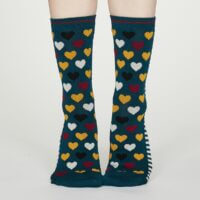SPW551 TEAL BLUE Eileen Bamboo Heart Stripe Socks In Teal Blue 2 e1604436225568