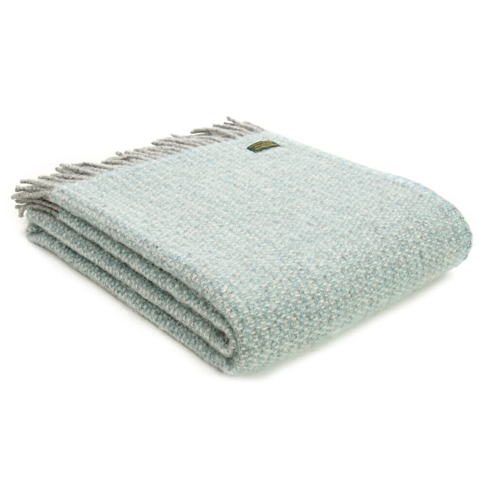 Green & Grey Illusion Pure Wool Throw - Wild Wool