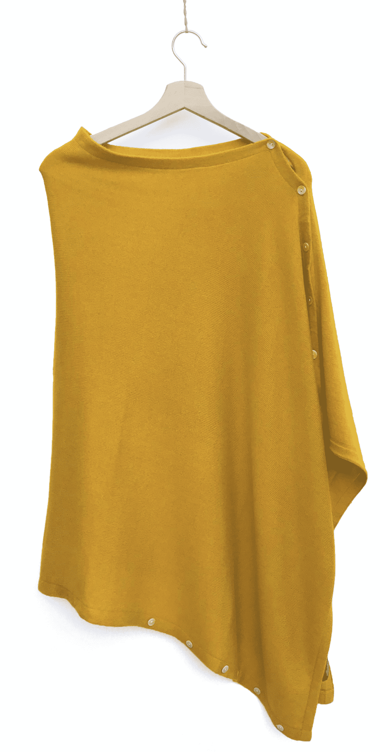 Poncho Plain Mustard Merino - Mustard White Stripe Cuffs - Pre-Order main image 1