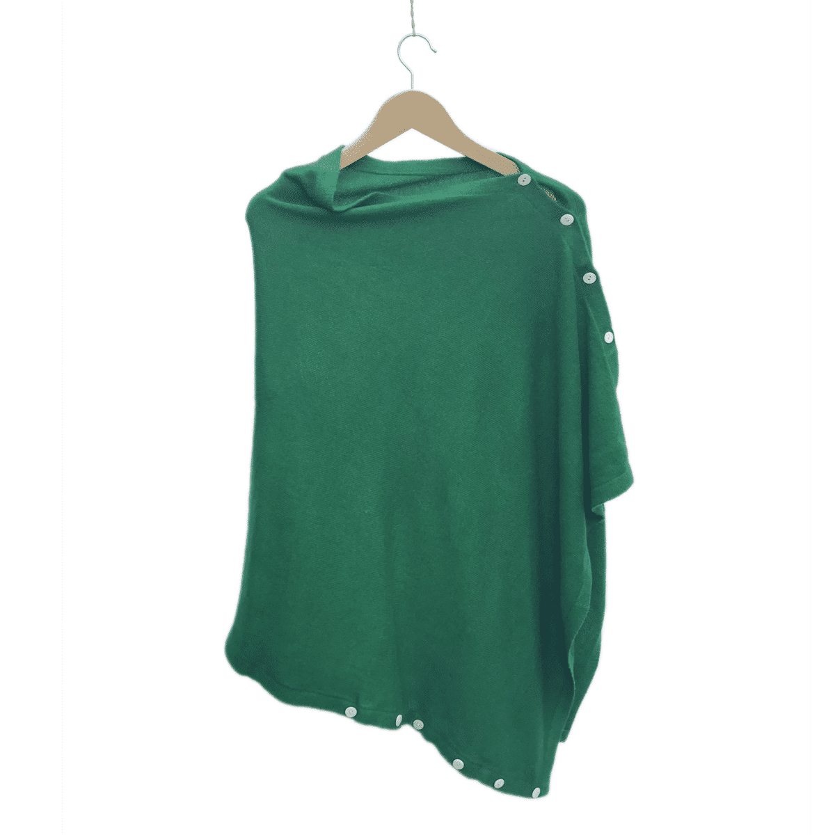 Green Fairtrade Cashmere Button Poncho - Wild Wool