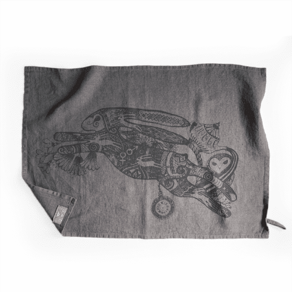 GeorgieLettersPic Linen Teatowel Smoke Hare Product