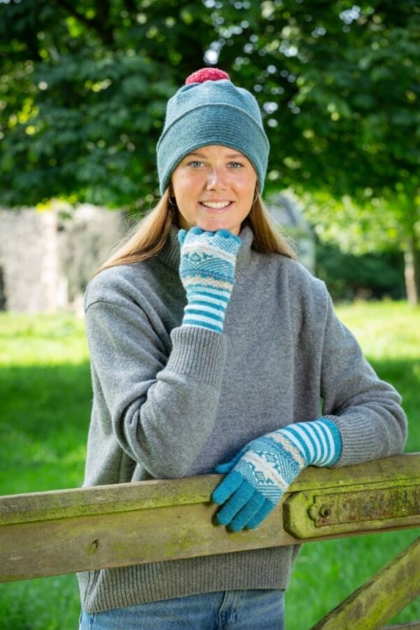 Teal Lambswool gloves