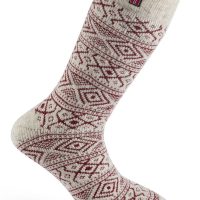The Norwegian Wool Socks (Grey/Berry)