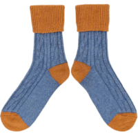 Denim and Orange Cashmere slouch socks Catherine tough