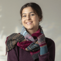 Velvet Fairlisle merino wool scarf