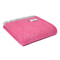 Pink & Silver Herringbone Pure Wool Throw