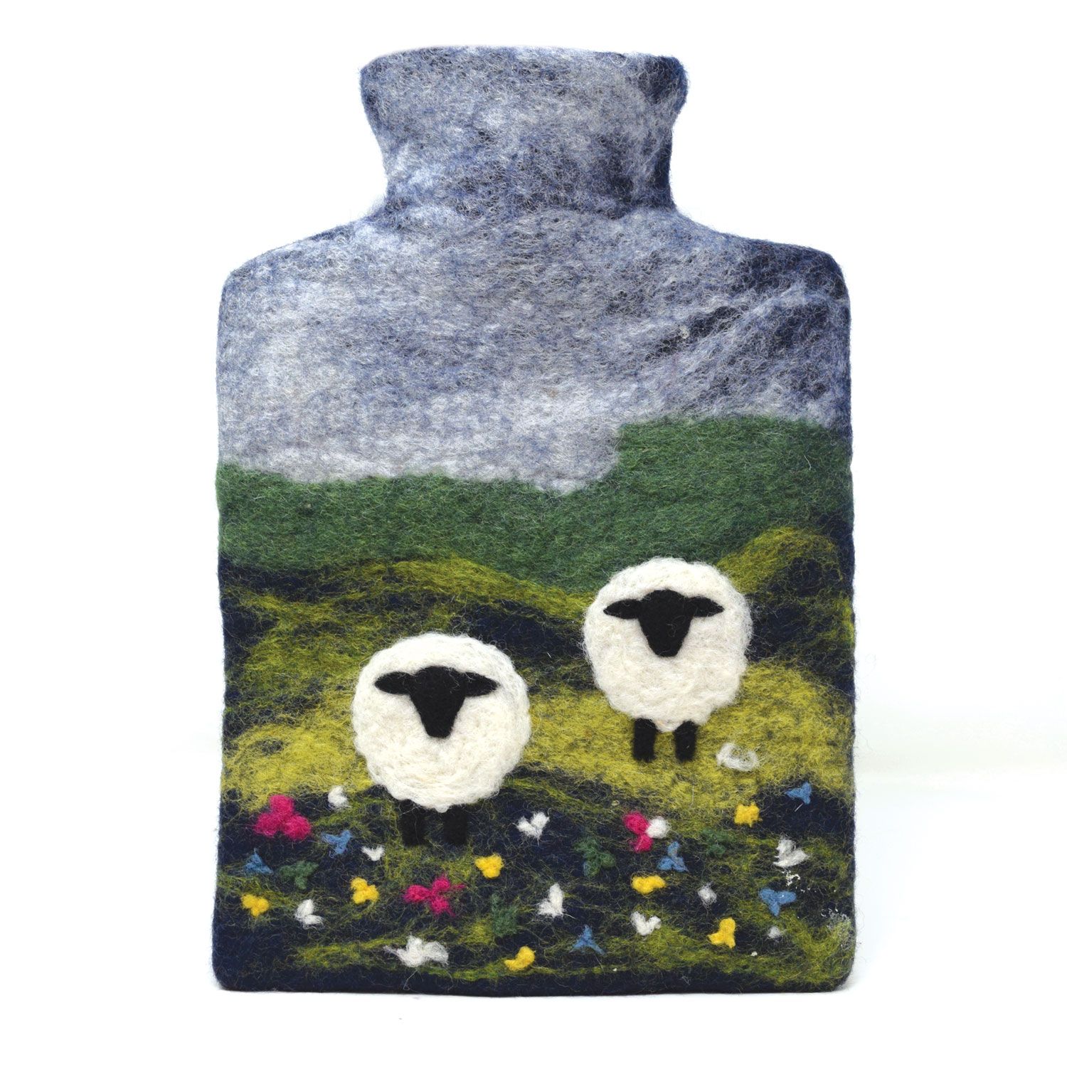 Felted sheep hot water bottle