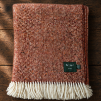 Pure Wool Throw Tweedy Teracotta
