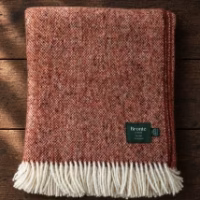 Pure Wool Throw Tweedy Teracotta