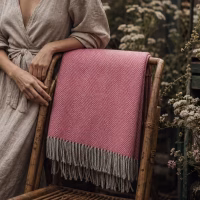 Pink & Silver Herringbone Pure Wool Throw