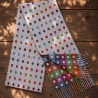 Spot/Check Grey Lambswool Scarf