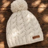 Fairtrade Mohair Blend ' Oatmeal' Cairngorm Bobble Hat