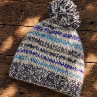 Fairtrade Mohair Blend 'Ocean' Langtang Bobble Beanie